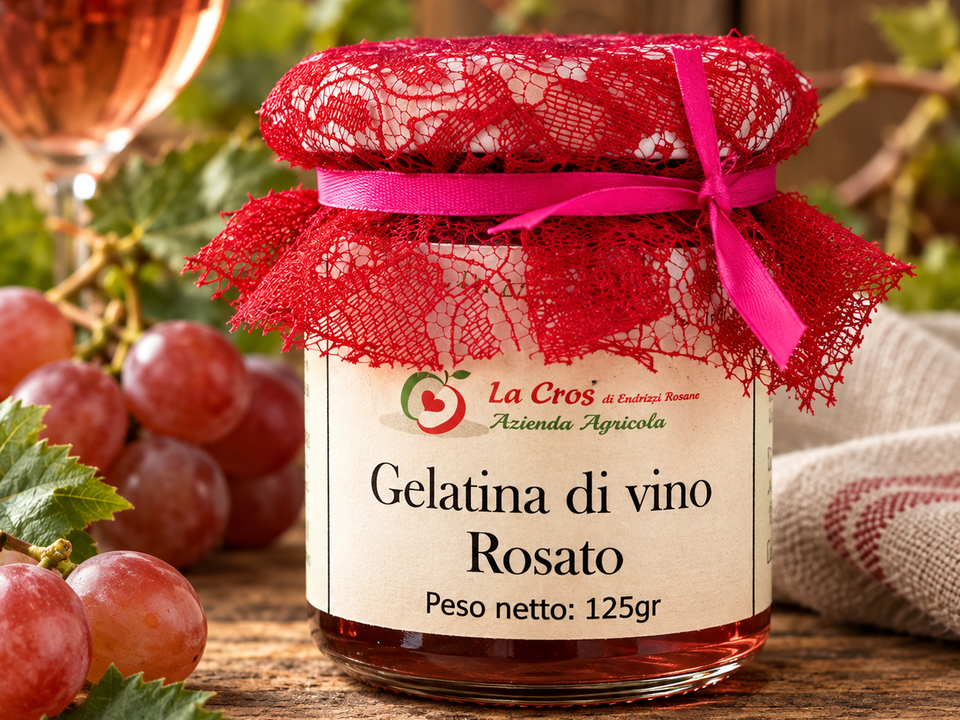 Vasetto di gelatina di vino rosato
