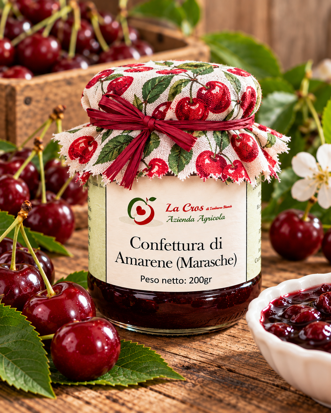 Vasetto di confettura di amarene